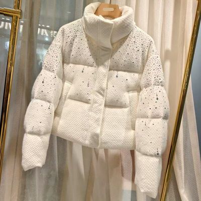 W61991冬新款烫钻立领女装加厚短款90白鸭绒羽绒服外套时尚显瘦