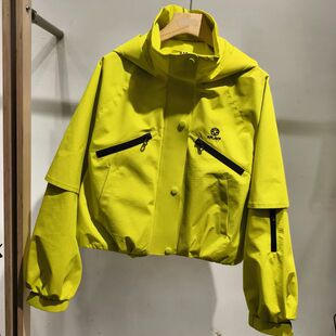 春季新款欧洲站防风连帽女装长袖短款夹克外套风衣时尚百搭8803