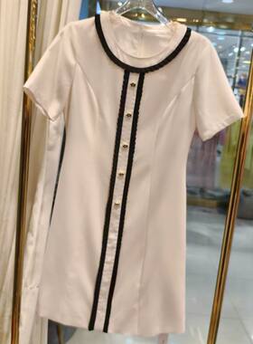25196夏季新款韩版圆领女装短袖短款连衣裙显瘦时尚高定款