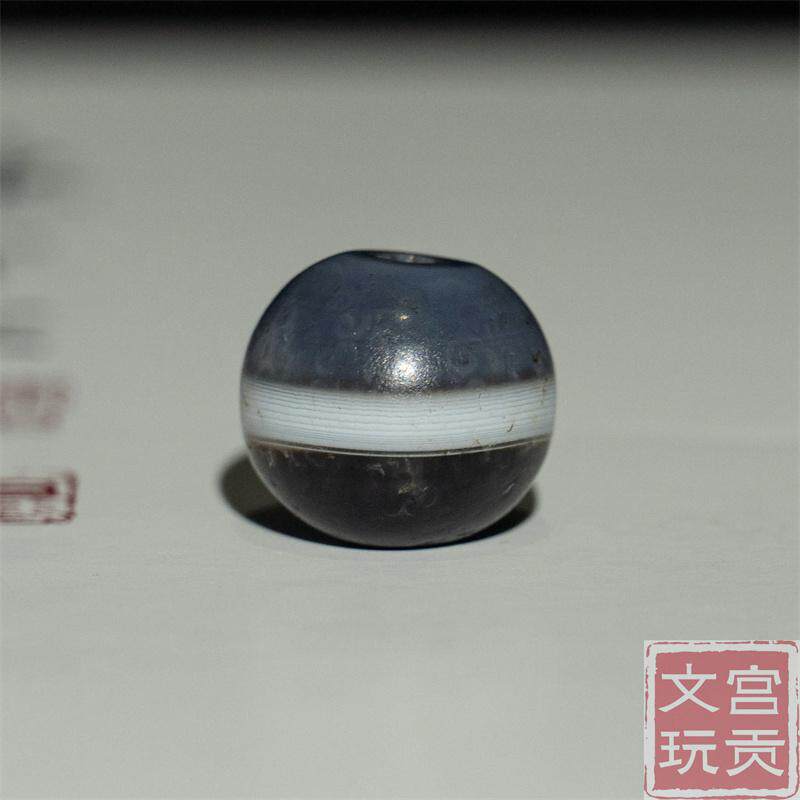 宫贡藏传文玩千年藏系蓝沁一线药师天珠