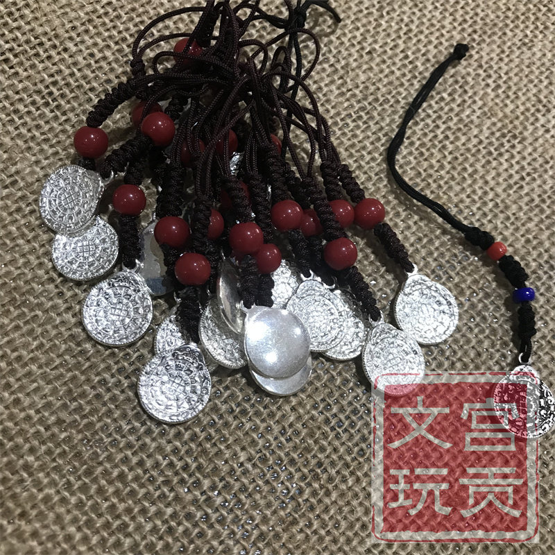 宫贡复刻纯银九宫八卦复古迷你小号吊坠背云卡子男女挂件包挂车挂