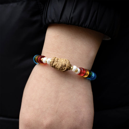 宫贡文玩原创琉璃老山檀珍珠手串