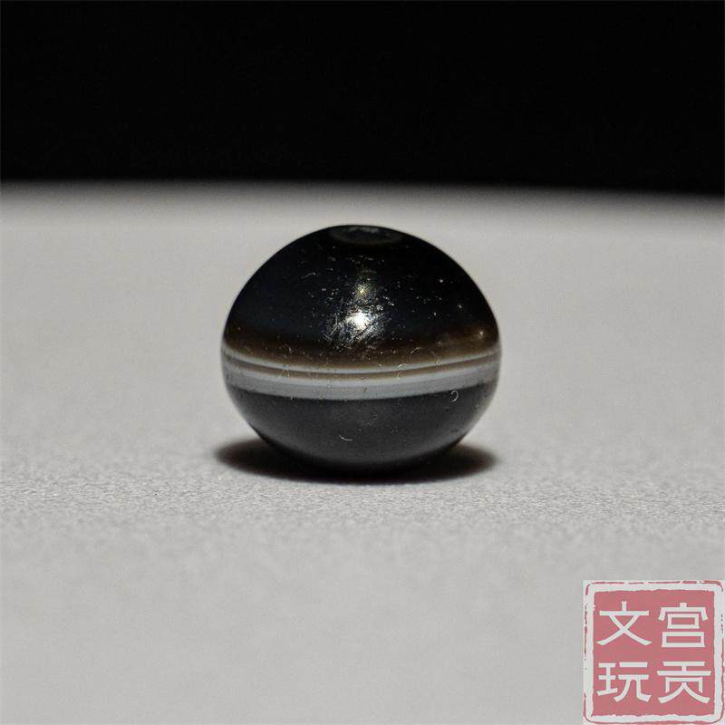 宫贡藏传文玩蓝沁千年一线药师天珠