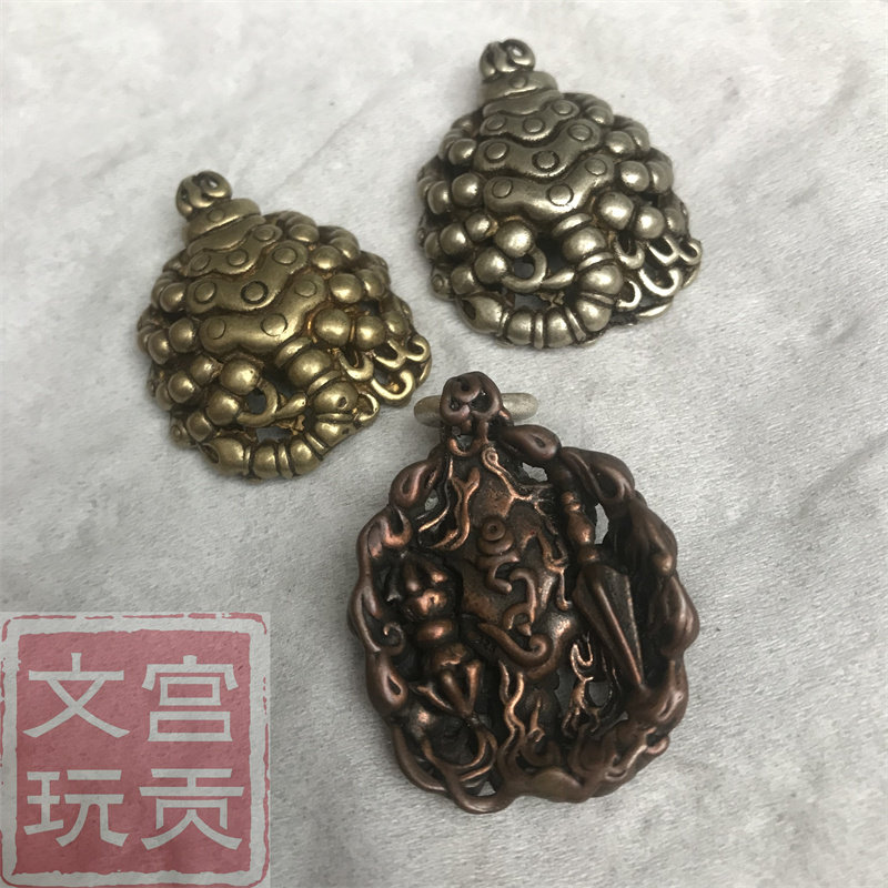 宫贡复刻复古忿怒莲师火焰铁蝎莲花生大士法器蝎子吊坠文玩配饰
