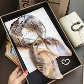 杭州丝绸秋季 百搭围巾白马城堡100%桑蚕丝真丝丝巾女领巾70cm方巾