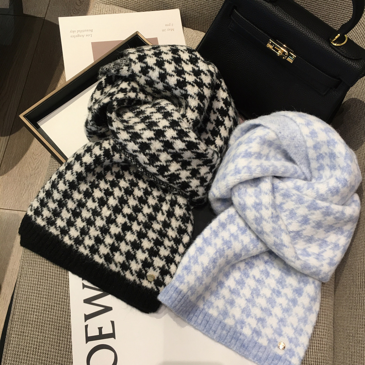 韩系百搭千鸟格羊毛混纺围巾女冬季加厚保暖毛线针织情侣学生围脖,服饰配件/皮带/帽子/围巾,围巾/丝巾/披肩,淘宝优惠券,粉丝福利购,淘宝优惠卷