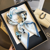 杭州丝绸100%桑蚕丝丝巾水墨熊猫真丝围巾女70cm方巾领巾百搭披肩