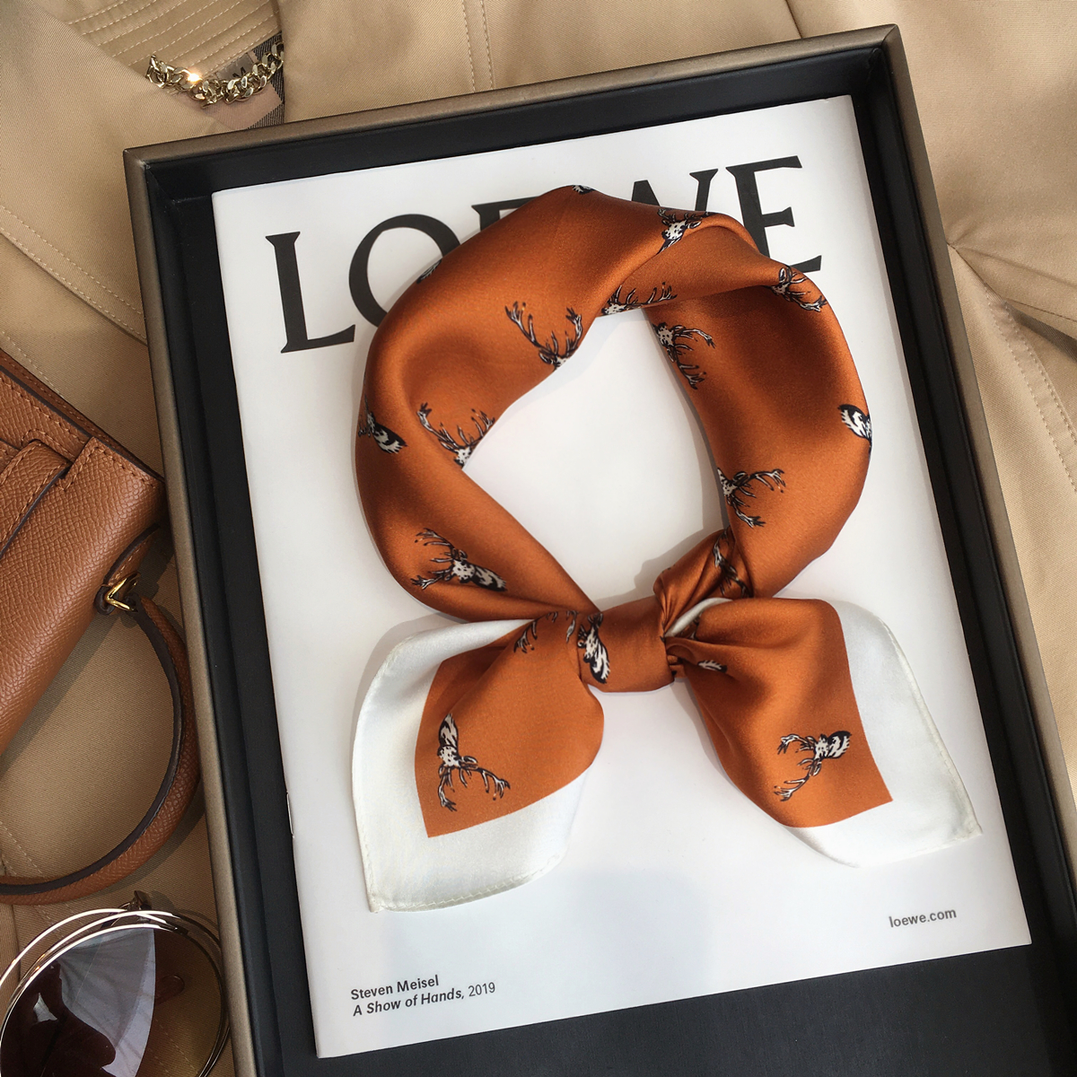 经典小鹿100%桑蚕丝真丝丝巾