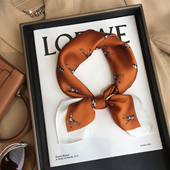 经典 饰领巾53cm小方巾 小鹿100%桑蚕丝真丝围巾百搭丝巾女高级感装