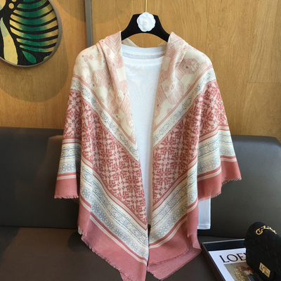 夏季拼色民族风棉麻围巾130cm大方巾旅行拍照防晒遮阳披肩丝巾