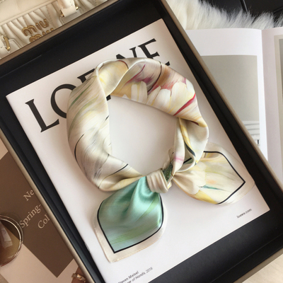 羽毛花朵100%桑蚕丝真丝丝巾