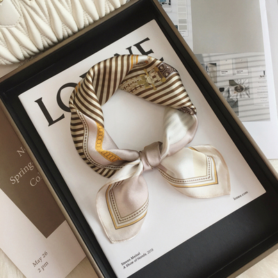 拼色条纹100%桑蚕丝真丝丝巾