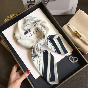 小溜家2025秋季新款蝴蝶日记100%桑蚕丝围巾真丝双绉丝巾百搭方巾