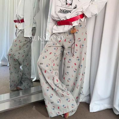 KAKAMEE宽松早春 ME) 卡通十三行直筒满印C0683公仔配(KT子牛仔裤