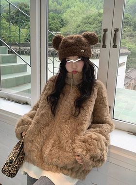 ibell2025奢感保暖外套冬季拉链毛绒轻贝贝张网红款 仿皮草E7162