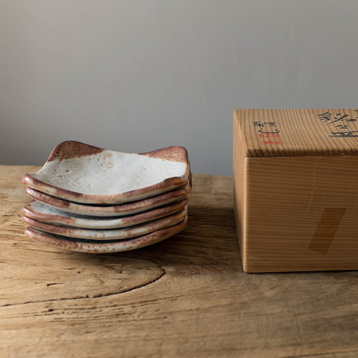 日本古董陶瓷 | 大师中岛正雄| 志野烧 陶 杯碟 茶道