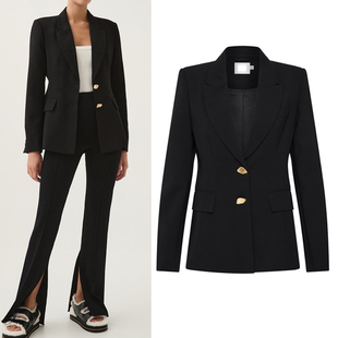 职场时髦精 澳洲大牌合身剪裁春夏款 黑色西装 外套 通勤聚会兼备
