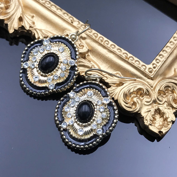 欧美时尚外贸拜占庭暗黑宝石镶嵌镀金珐琅高品质宫廷复古耳环女特,饰品/流行首饰/时尚饰品新,耳环,淘宝优惠券,粉丝福利购,淘宝优惠卷