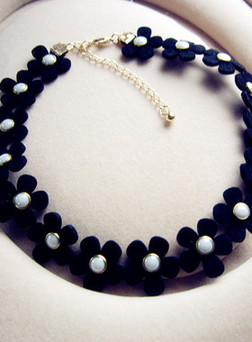 choker项链毛毡优雅可爱小花女特