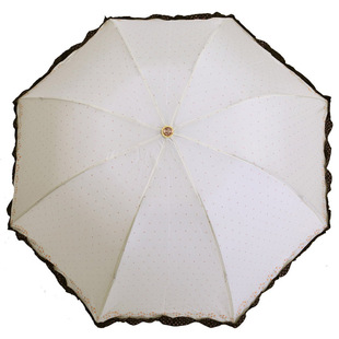 米色拱形公主伞蕾丝三折折叠女士雨伞防晒黑胶彩胶太阳伞晴雨伞