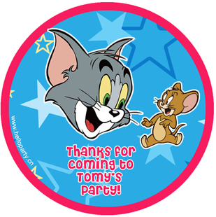 ins网红萌宠tom and jerry猫和老鼠贴纸定做名字圆形标签可爱卡通