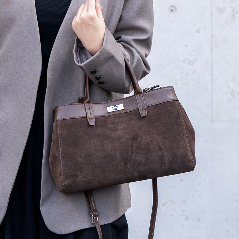 2025新款高级磨砂皮托特包大容量手提凯利包百搭休闲斜挎女包