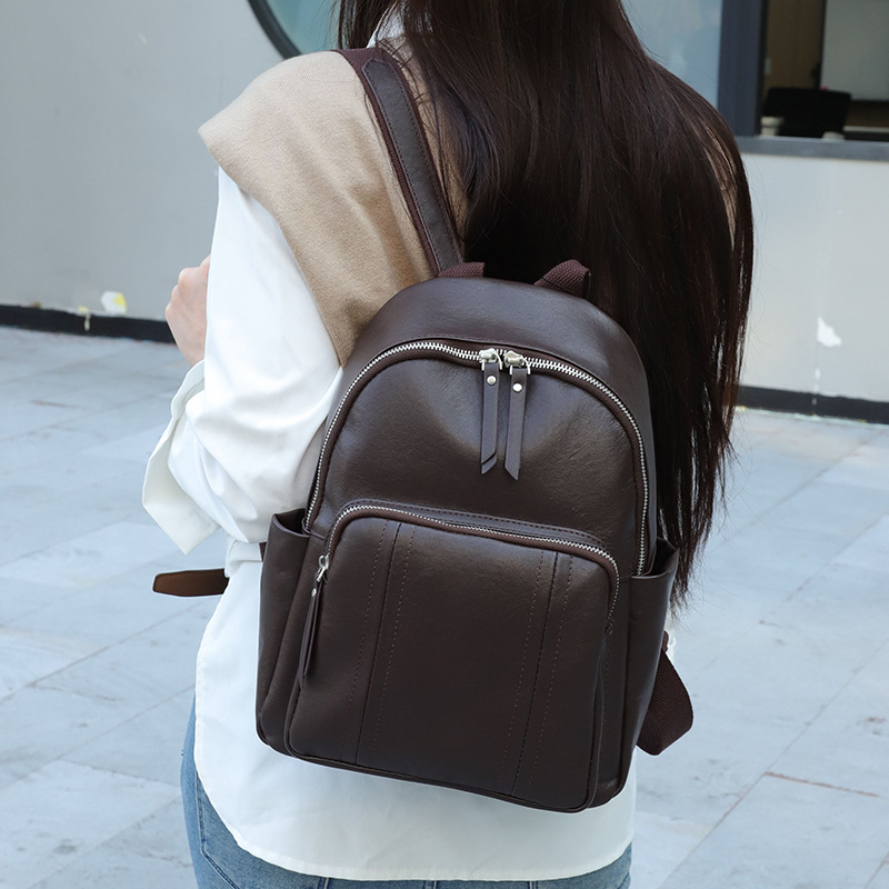 真皮女包包2025新款大背包植鞣牛皮女小众时尚手提包大容量双肩包