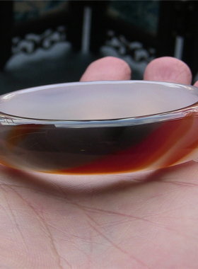 天然巴西玛瑙手镯水墨飘一抹红