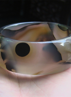 天然巴西玛瑙手镯/特宽加厚/原色无优化/精美风景画纹理玉髓1712