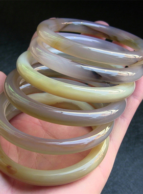 天然巴西玛瑙手镯/复古圆条/精美纹理/原色无忧化玉髓No:134