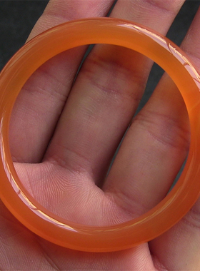 天然巴西玛瑙手镯/复古圆条/香橙色玉髓/水润通透2007