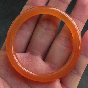 天然巴西玛瑙手镯/复古圆条/香橙色玉髓/水润通透2007