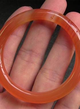 天然巴西玛瑙手镯/复古圆条/精美纹理/香橙色/水润玉髓2097