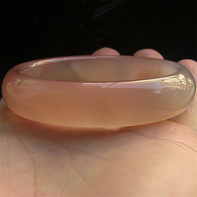 天然巴西玛瑙手镯/加厚不加宽/原色无忧化/粉红色玉髓/水润2286