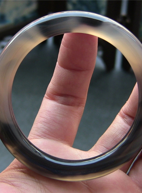 天然巴西玛瑙手镯/原色无优化/复古圆条/水墨画纹理/水润玉髓486