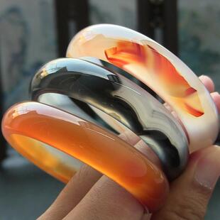 瑕疵专区/天然巴西玛瑙手镯/加厚不加宽/悄色玉髓厂家直销No:54