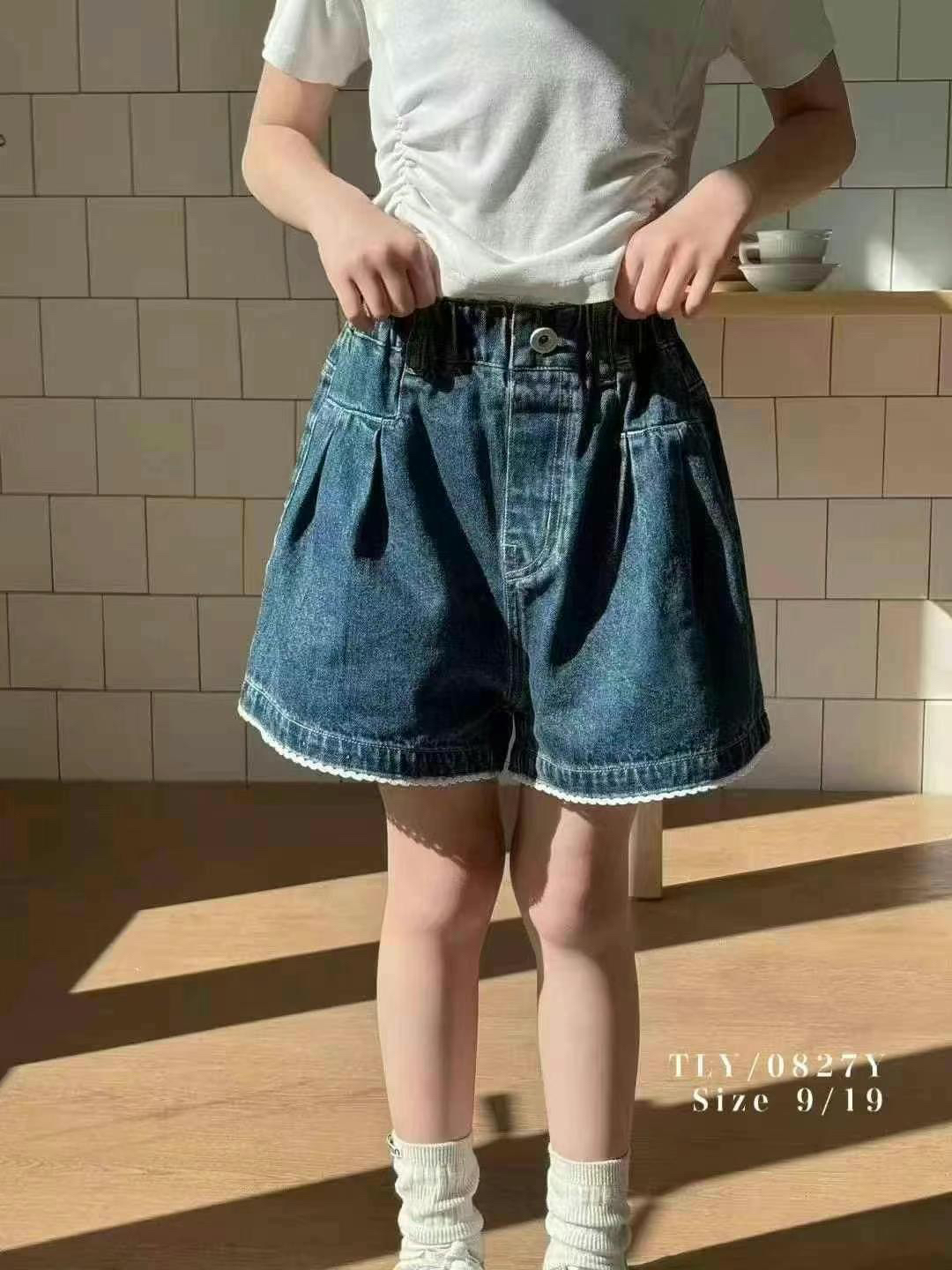 童乐鱼2025夏季新款女童蘑菇绣花花边牛仔短裤韩版儿童小热裤0827