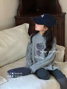 童乐鱼2025秋冬新款女童韩版卡通印花长袖T恤儿童磨毛打底衫6983