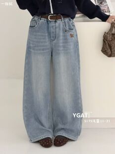 阳光爱橦2025冬款女童一体绒牛仔裤儿童洋气加厚休闲裤直筒裤5175