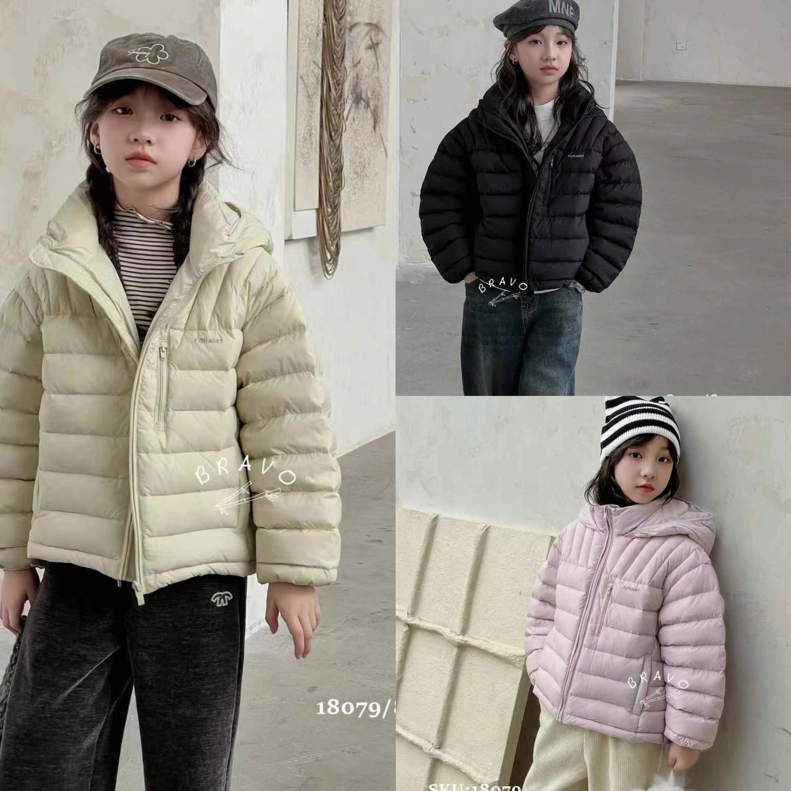 布芮欧2024冬季新款男女童中大童90白鸭绒百搭连帽羽绒外套18079