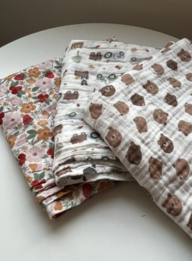 纯棉纱布muslin双层薄款纱布襁褓巾包被夏季宝宝浴巾透气