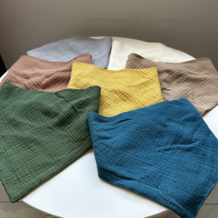 成人大尺寸围嘴三角巾围脖饭兜纯棉绉布纱布透气吸汗可水洗