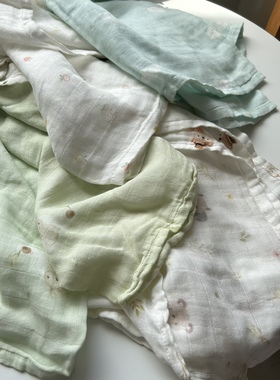 泰国单外mao剩余微瑕疵竹棉muslin包被小盖被浴巾盖毯薄款76*76cm