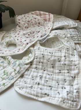 老外订单外贸du家超好看的纯棉围嘴口水巾muslin棉宝宝婴儿夏季