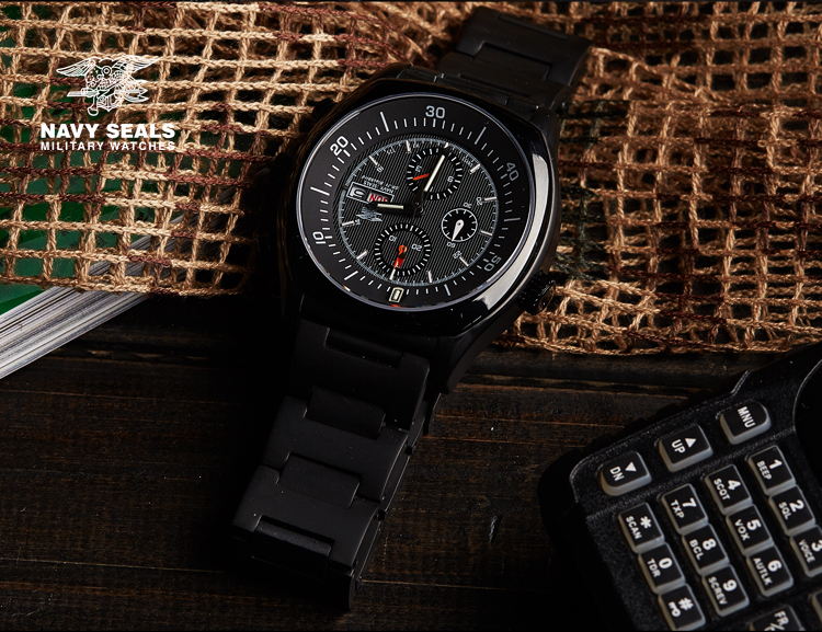 促navy seals海豹氚气自发光手表防水腕表夜光 多功能机芯 大表盘