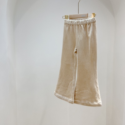 儿童复古灯芯绒喇叭裤女童宝宝裤子秋季韩版时髦修身长裤女生裤子