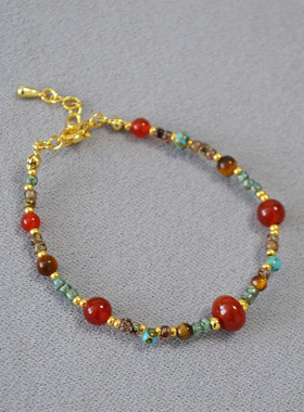 敦煌风红色玛瑙串珠手串轻奢新中式小众设计复古文艺高级感手链女