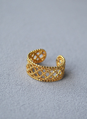 日韩简约镂空蕾丝开口可调戒指