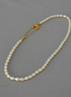 日韩淡水米粒珍珠锁骨链女