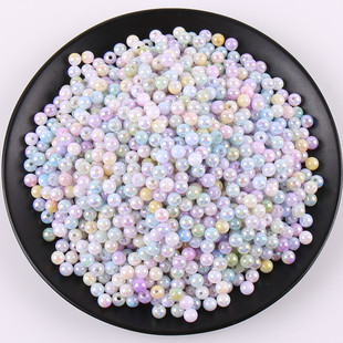 6MM极光人鱼渐变珠圆珠散珠子 diy饰品手工编织穿珠手链串珠材料
